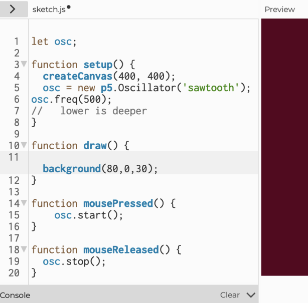 Play sound when mouse is clicked code