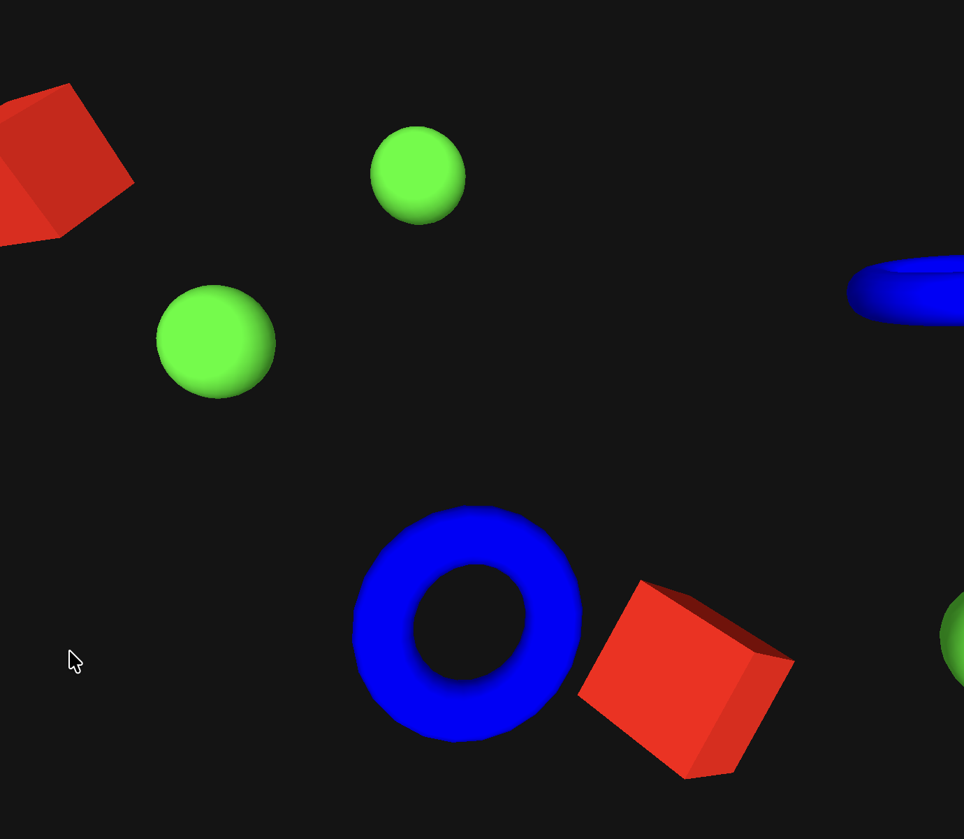 Clicking different buttons will generate different shapes and colours randomly