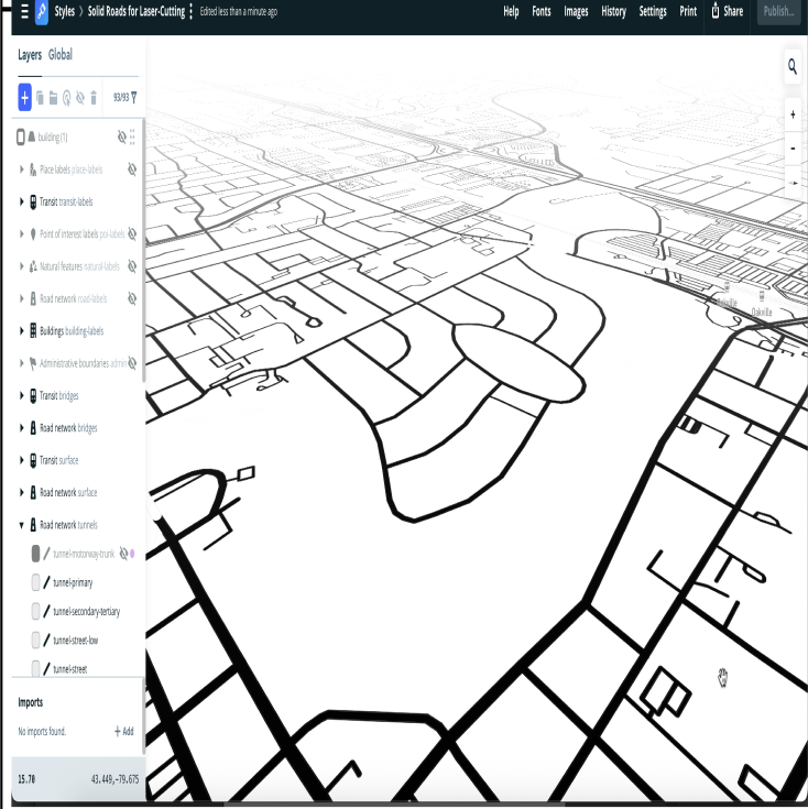 Laser cutting road routes