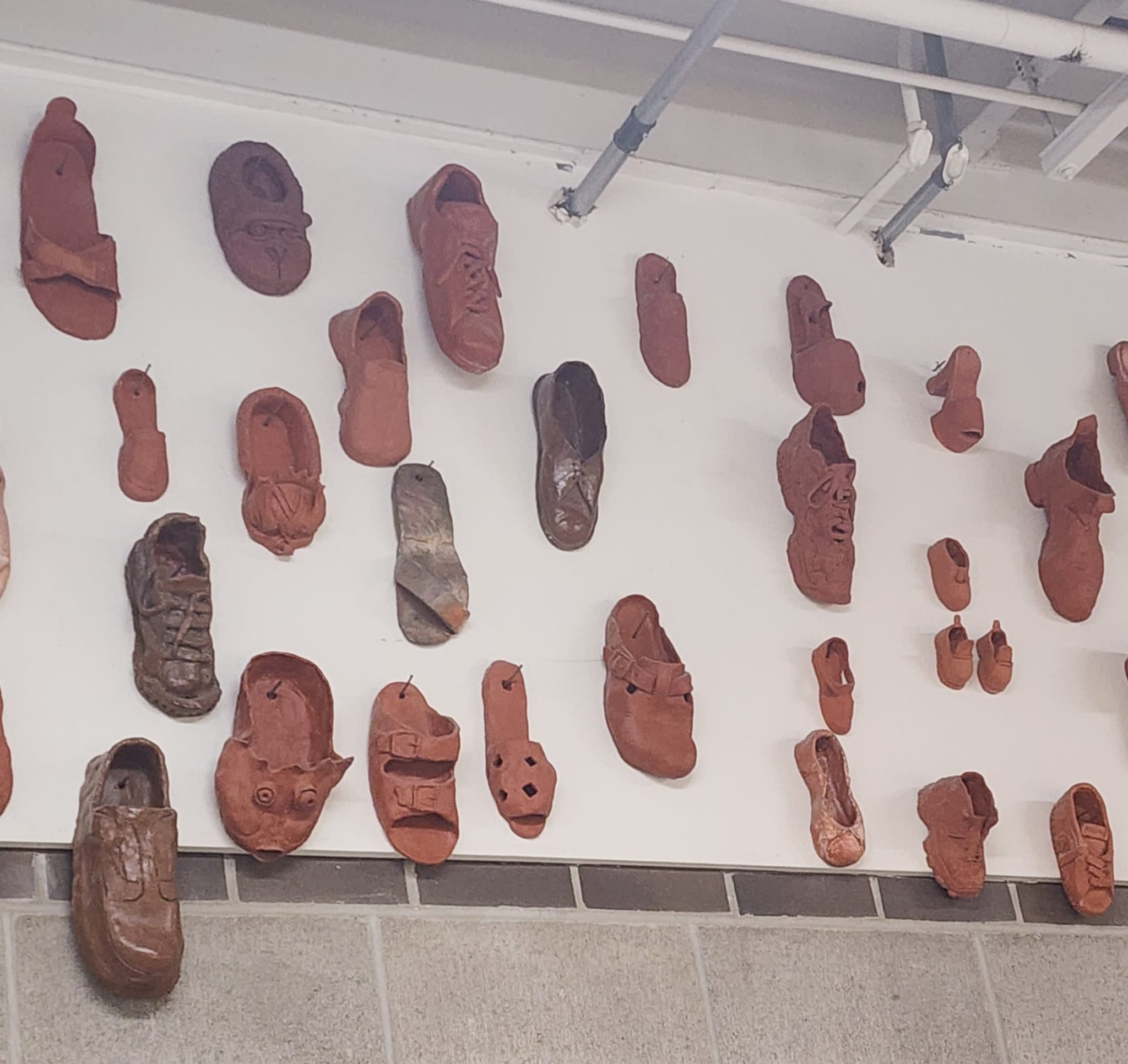 Shoes made of red clay